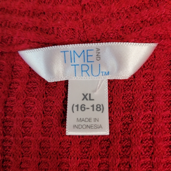 Time and Tru Waffle Weave Open Sweater Red XL 16-18 - Picture 5 of 9
